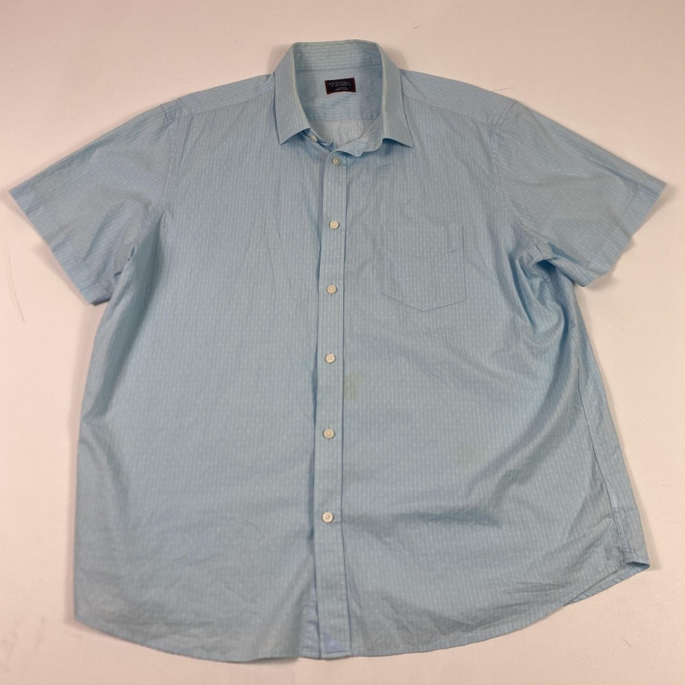 UNTUCKit Shirt Mens 2XL Light Blue Pierce Short Sleeve Button Front Pocket Dobby